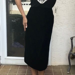 Vtg Lillie Rubin black velvet pencil skirt high XS